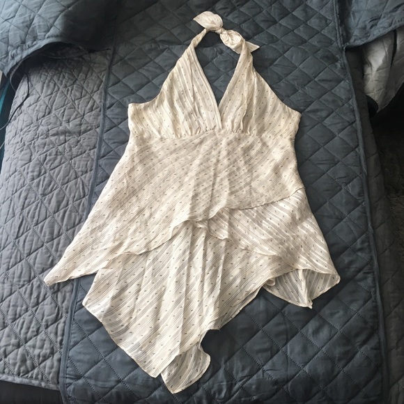 EUC BCBG Maxazira cream silk halter top - Picture 6 of 8